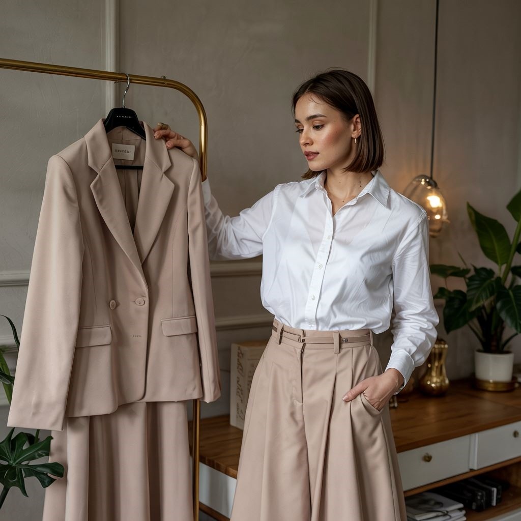 Kobieta stylizuje strój na kolację