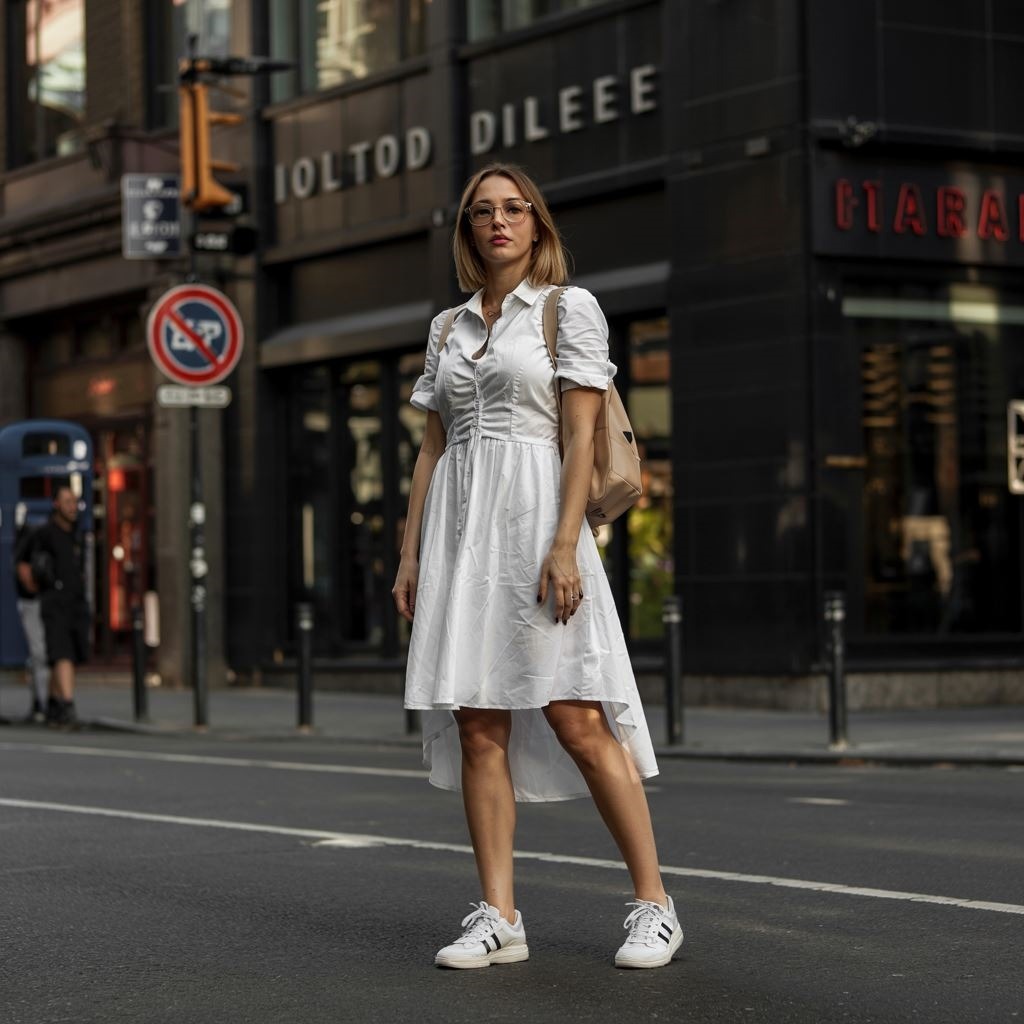 buty sportowe do białej sukienki