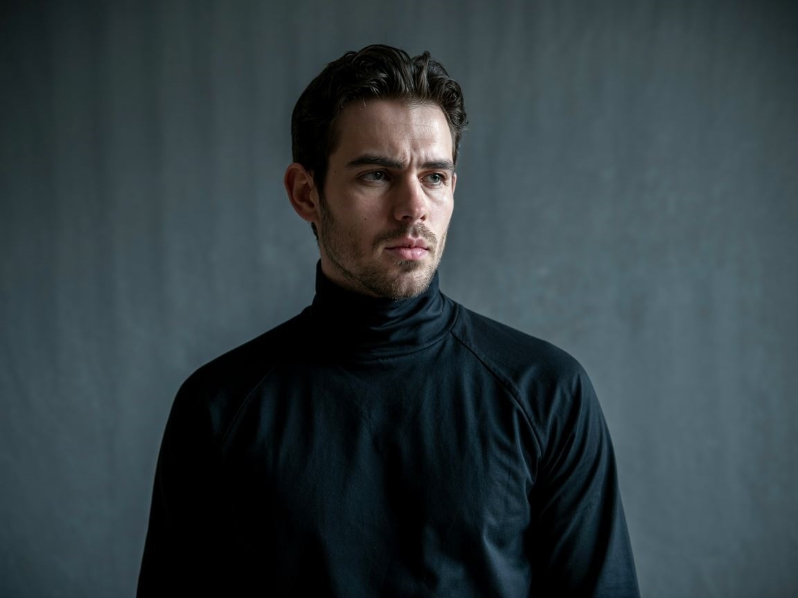 czarny turtleneck dla mężczyzn